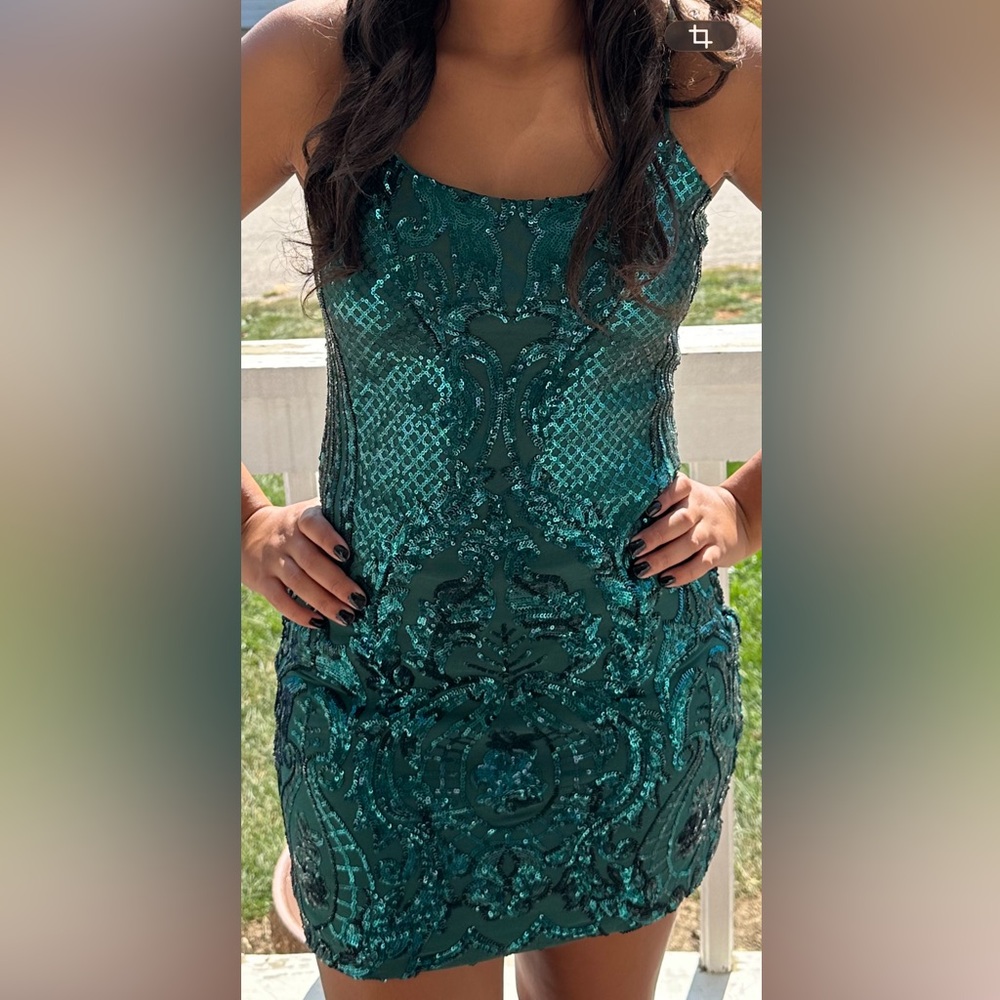 Lucy in the Sky Teal Sequin Strapless Mini Dress